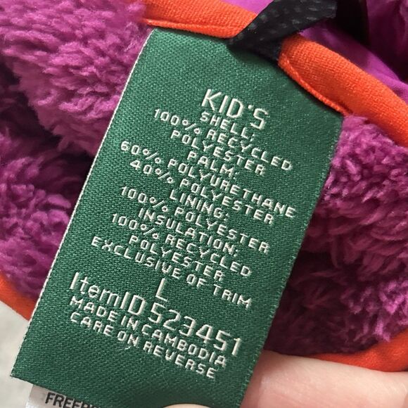 LL bean Mittens Girls Large Pink Down Puffer Wild Aster Primaloft New - Picture 5 of 5